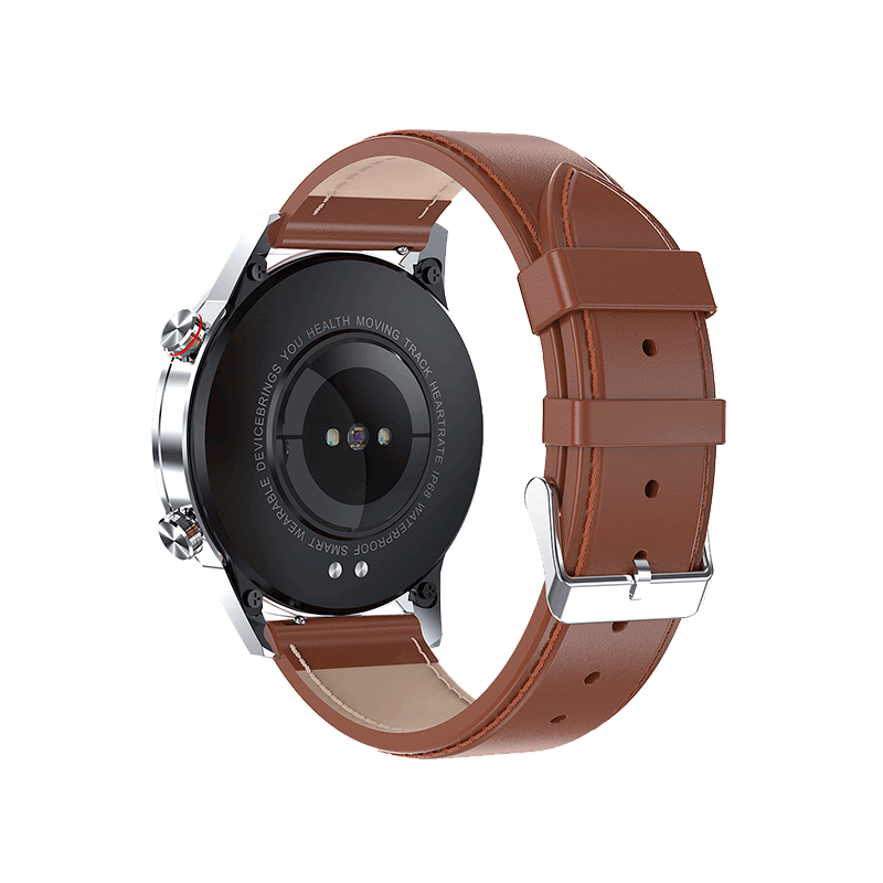 Reloj inteligente Smartwatch KEI KUNZA Pro Plateado/Marrón Cuero - keiphone .com
