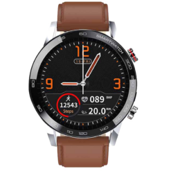 Reloj inteligente Smartwatch KEI KUNZA Pro Plateado/Marrón Cuero - keiphone .com