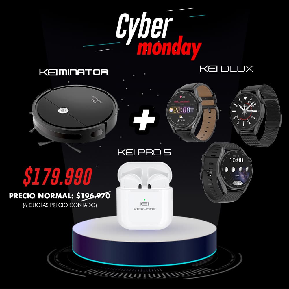 Cyber Apsiradora Keiminator + Smartwatch Dlux Negro silicona + Audifonos pro  5 - keiphone.com