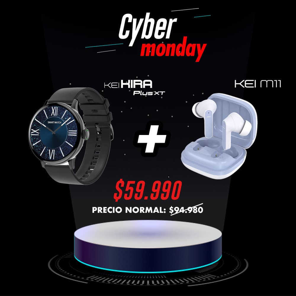 Cyber Smartwatch Kira plus xt negro + Audifonos M11 - keiphone.com