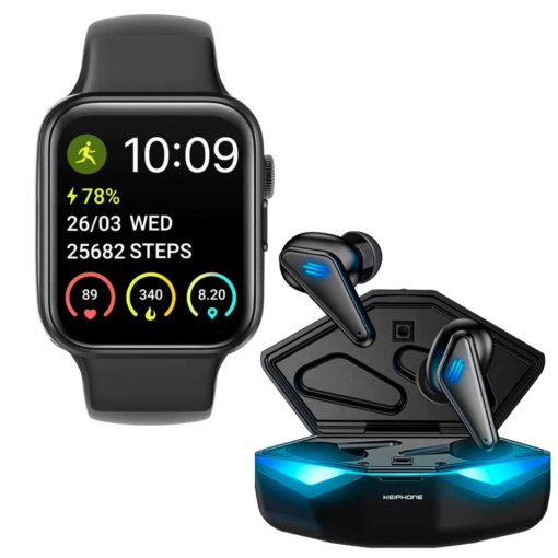 Combo Kei VoiceFlow: Smartwatch Keiphone Kei Nevo Alexa + Audífonos Kei K55 Gamer